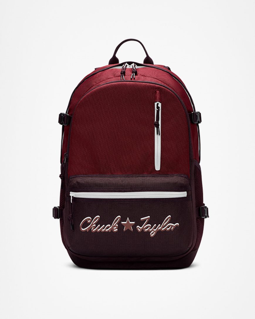 Mochilas Converse Em Linha Reta Edge Chuck Taylor Logo Masculino Vermelhas Escuro Pretas Rosa | PT S0T5817